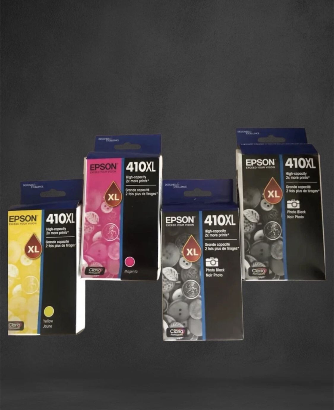 Lot Of 4 Epson 410XL High Capacity Ink Cartridges 2 Black | 1 Magenta | 1 Yellow