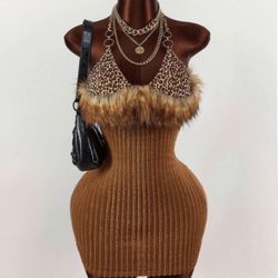 Faux Fur Mini Dress