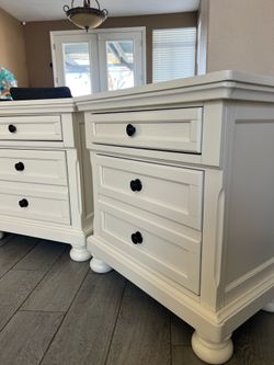 2 Large Beige Nightstands