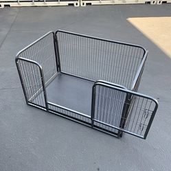 $95 (New in box) Heavy-duty dog pet playpen with plastic tray indoor outdoor cage kennel 4-panel, 49x32x28”