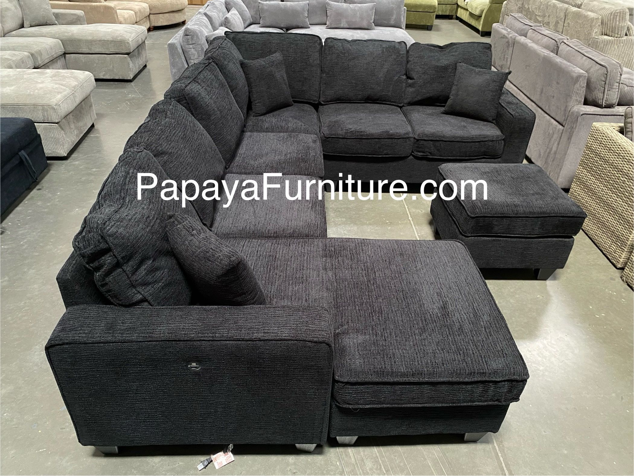 New 113” Chennile Sectional Couch, U-Shaped Sectional Sofa, Couch, Sectionals, Sectional And Ottoman, Couch, Black Sectional, Reversible Chaise Sofa
