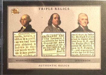 2024 Pieces of a Past George Washington Benjamin Franklin Thomas Jefferson Relic Card