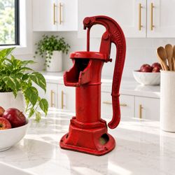 Vintage Littlestown Cast Iron Hand Water Well Pump 16" Red Farmhouse Decor