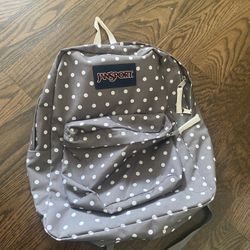 Jansport Gray Polka Dot Back Pack Like New!