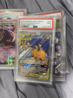 Alolan Raichu & Raichu GX Unified Minds PSA 9