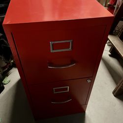 Red Cabinet Metal Two Drawers. Beautiful Red Color. I Don’t  Have The Keys