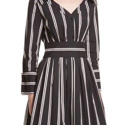 Alice + Olivia Iliana Stripe Fit & Flare Dress size 4 black white