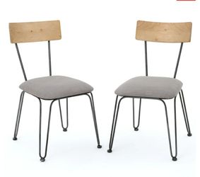 2 Piece Set Metal Frame Cushioned Dining Chairs