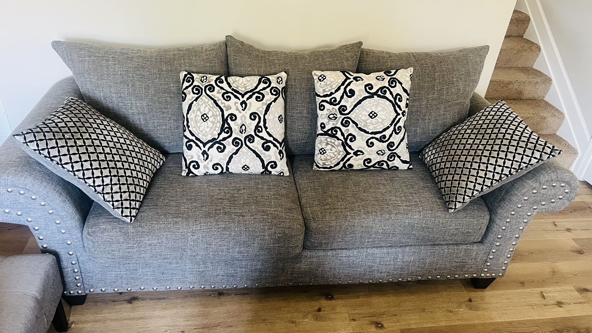 Dark Grey Couch With Pillows