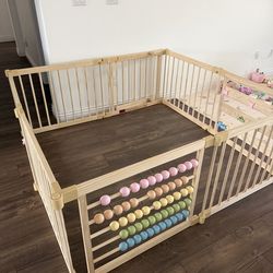 Wooden Montessori Baby Playpen with Activity Panels