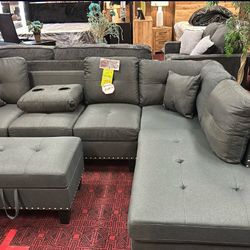 Sectional Charcoal Gray New 