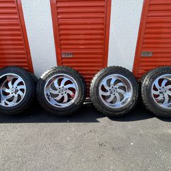 22X12 XTREME FORCE 6LUG OFF ROAD RIMS WITH TOYO TIRES 37X12.50R22LT  FOR  CHEVY, NISSAN, NEW DODGE RAM AND NEW TUNDRA  