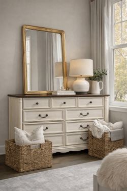 Firm price ✅assembly required ✅ Dresser modern  Style Sturdy Beige with Charging Port on the Top