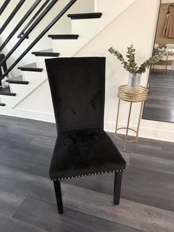 Black Velvet Dining Chair with Nailhead Trim
