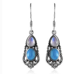 Artisan Crafted Peruvian Opalina,  Moonstone earrings - new