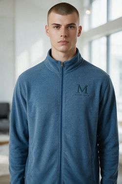 Port Authority Men's Full Zip Fleece Jacket Blue Major Group Logo XL