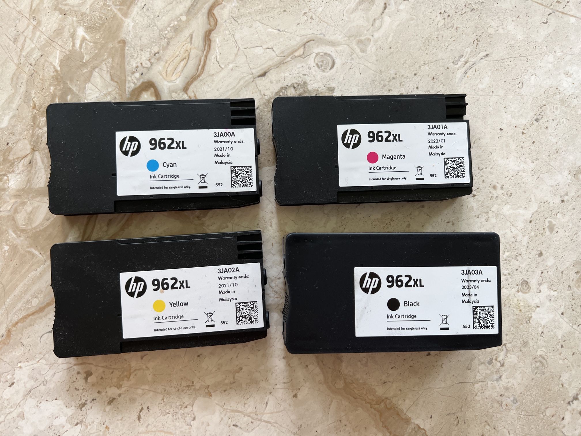 Printer Ink 962XL Black Magenta Cyan Yellow