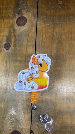 Kawaii Unicorn Cupcake Retractable Badge Reel