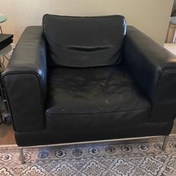 Ikea black Leather Sofa
