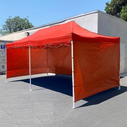 New in box $225 Heavy-Duty 10x20 ft Canopy w/ 4 Sidewalls, Outdoor Patio Pop Up Tent Gazebo with Carry Bag, Black 