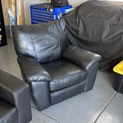 Black leather couch and recliner