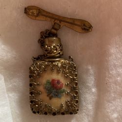 Vintage Filigree Petit Point Embroidery Brooch