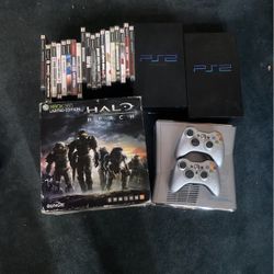 Xbox and PS2 with games
