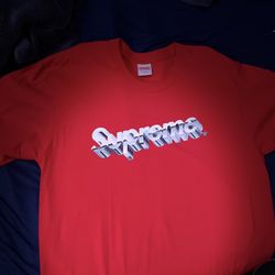SUPREME CHROME LOGO Tee RED  SIZE M (MEDIUM