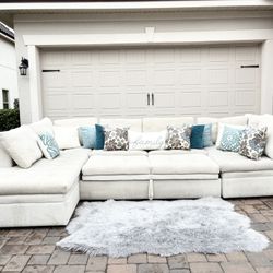 Large Off White Sectional Sofá With Trundle Bed 