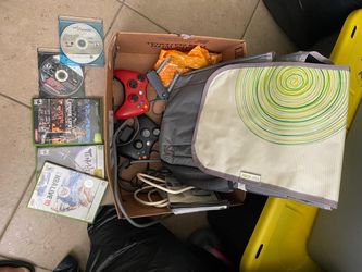 Xbox 360 + PS2 + Games + Controllers + Backpack + Cables —