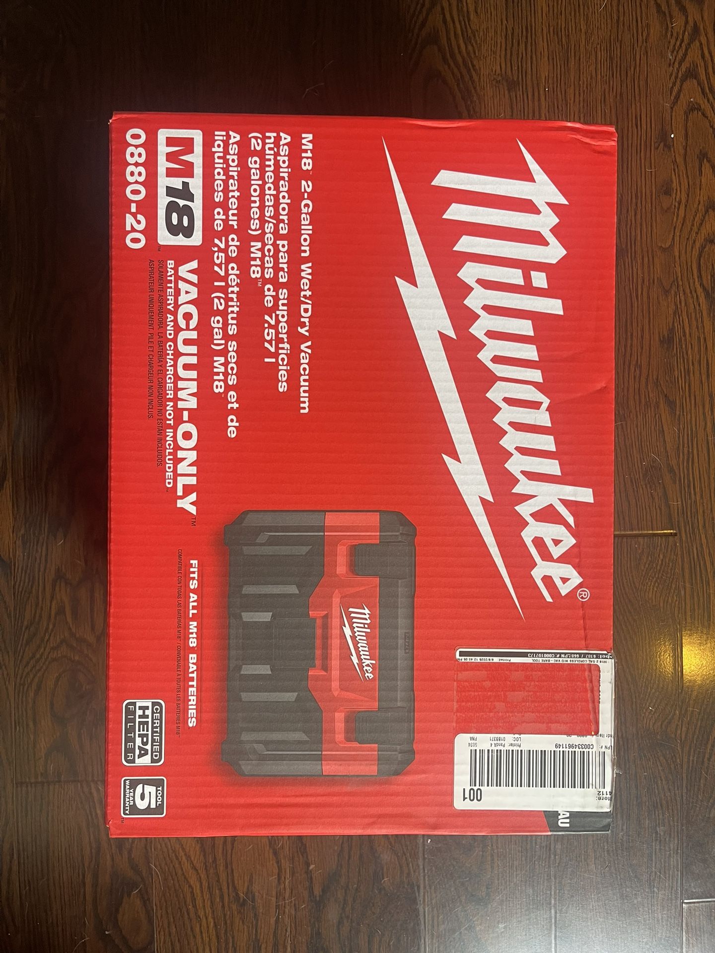 Vacumm Milwaukee M18 2Gal