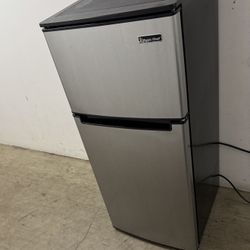 Tall Stainless Steel 2 Door Mini Fridge Refrigerator With Freezer Free Local Delivery