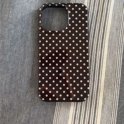 Brown and pink polkadot phone case iPhone 13 Pro