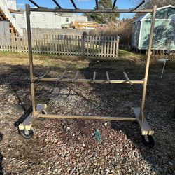 Rolling 2 Tier Folding Chair Cart Chair Rack Chair Dolly Large 7.5” Wheels