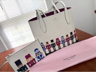 Kate Spade Nutcracker Limited Edition Oh what Fun Tote Bag & Wristlet Like Brand New