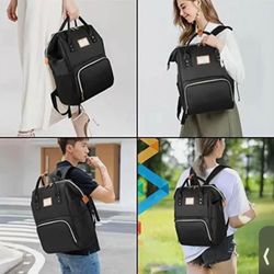 New 15” Diaper Bag Black Backpack
