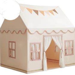 Large Kids Tent Playhouse Base Fabric with Star Lights, Flags and Tote Bags