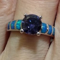 Size 5 NEW Opal Inlay Solitaire Tanzanite Ring! 💍