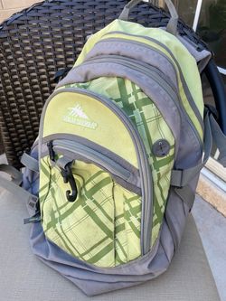 High Sierra Backpack Yellow Green Plaid