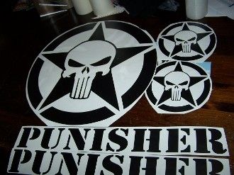 Jeep punisher decal set of 5