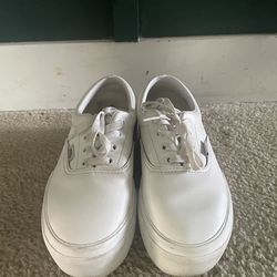 White Vans Platforms - womens 7