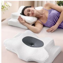 Memory Foam Cervical Neck Pillow - Dark Gray - Ergonomic Support - Vacuum Sealed - New