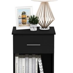 Furinno Tidur Table/Stand with Handle & One Drawer - Black