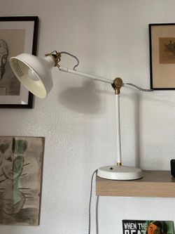 Modern Scandinavian Adjustable Desk Lamp – White & Brass