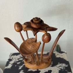 MCM Monkey Pod Wood Lily Flower Arrangement 