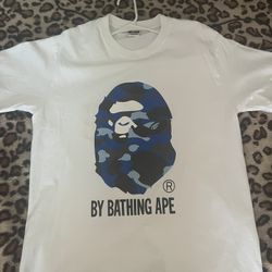Mens Bape Blue Ape white Tshirt