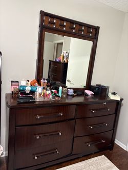 Dark Wood Dresser with Mirror