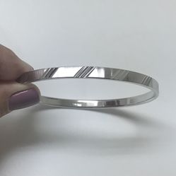 Vintage Monet Signed Laser Cut Silver Tone Bangle Bracelet 