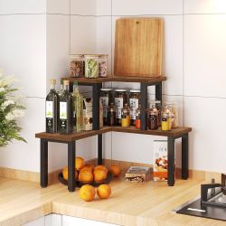 Kitchen OrganizationKitchen Countertop Organizer, 2Tier Shelf Moveable Corner Shelf Organizer for Kitchen Counter, Bathroom Counter, Over Sink,Spice R