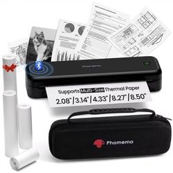 Phomemo Portable Printers Wireless for Travel Upgraded, M834 Bluetooth Thermal Printer 8.5#34 x 11#34amp A4 Size,Inkless Mobile Printer with Carry Cas